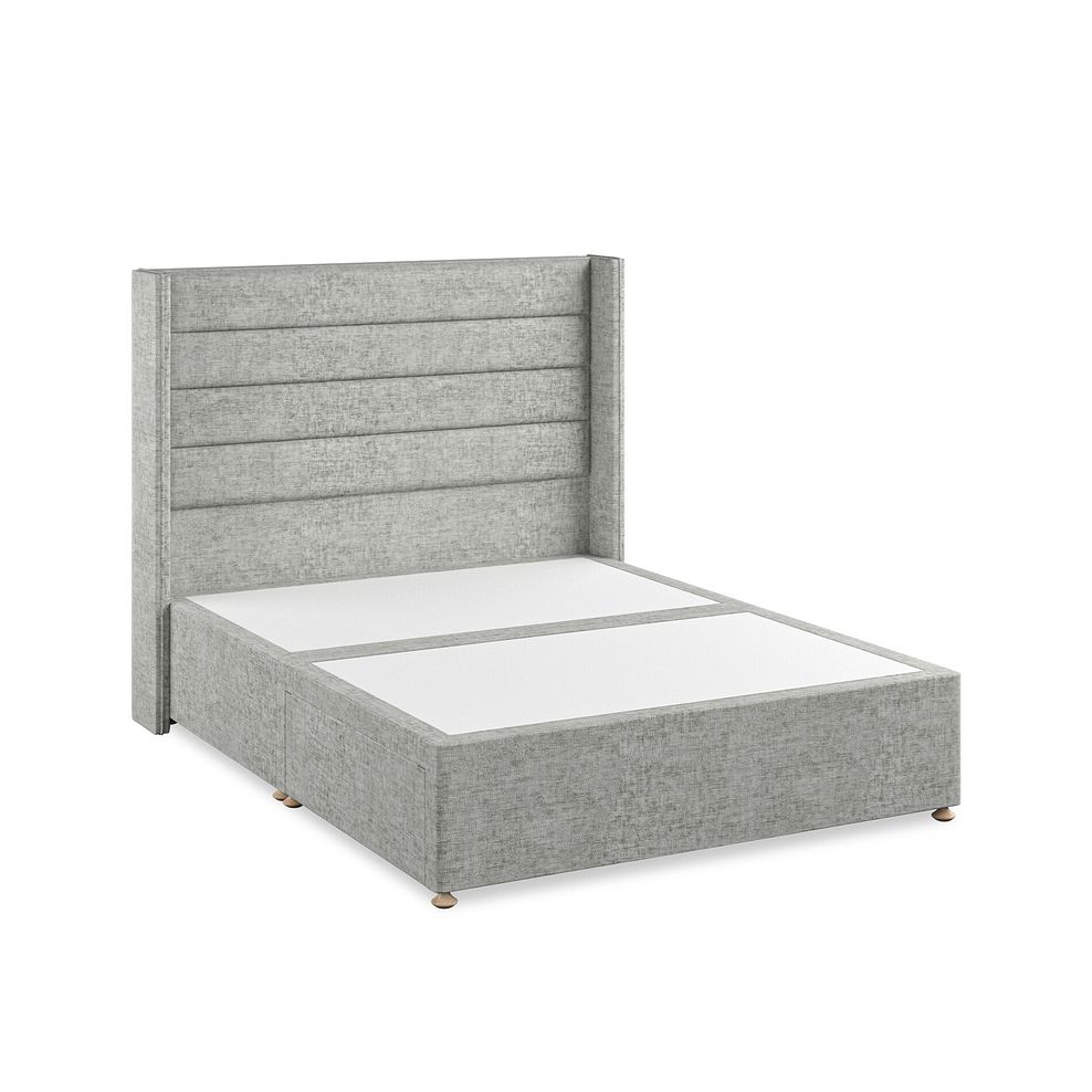 Penryn King-Size 2 Drawer Divan Bed with Winged Headboard in Brooklyn Fabric - Fallow Grey 2