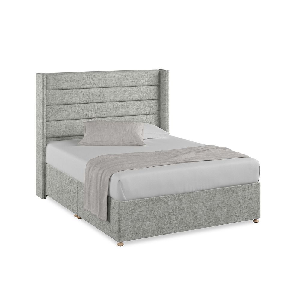 Penryn King-Size 2 Drawer Divan Bed with Winged Headboard in Brooklyn Fabric - Fallow Grey 1