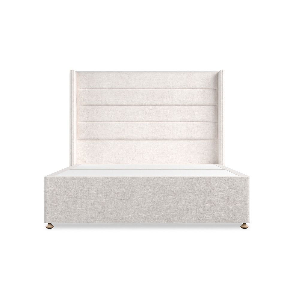 Penryn King-Size 2 Drawer Divan Bed with Winged Headboard in Brooklyn Fabric - Lace White 3