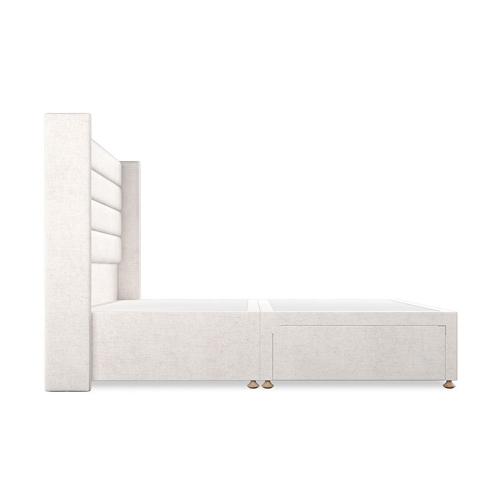 Penryn King-Size 2 Drawer Divan Bed with Winged Headboard in Brooklyn Fabric - Lace White 4