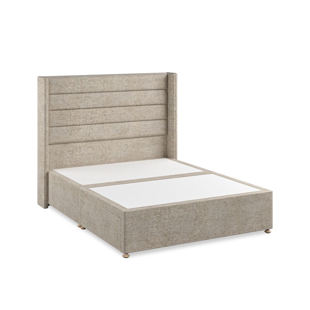 Penryn King-Size 2 Drawer Divan Bed with Winged Headboard in Brooklyn Fabric - Quill Grey 2