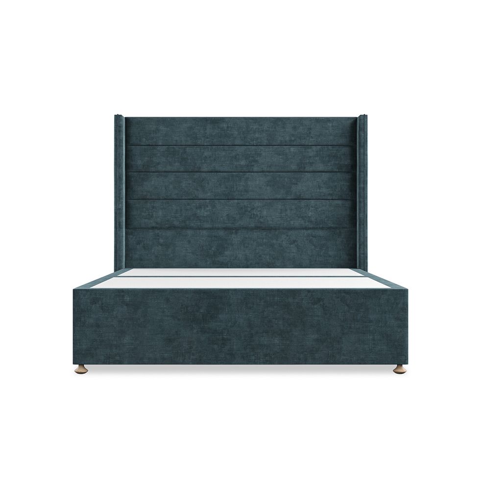 Penryn King-Size 2 Drawer Divan Bed with Winged Headboard in Heritage Velvet - Airforce 3