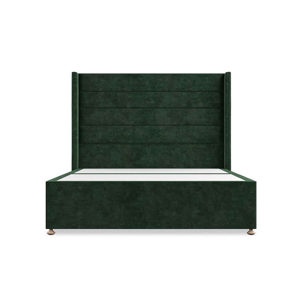 Penryn King-Size 2 Drawer Divan Bed with Winged Headboard in Heritage Velvet - Bottle Green 3