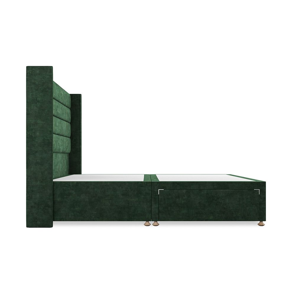 Penryn King-Size 2 Drawer Divan Bed with Winged Headboard in Heritage Velvet - Bottle Green 4
