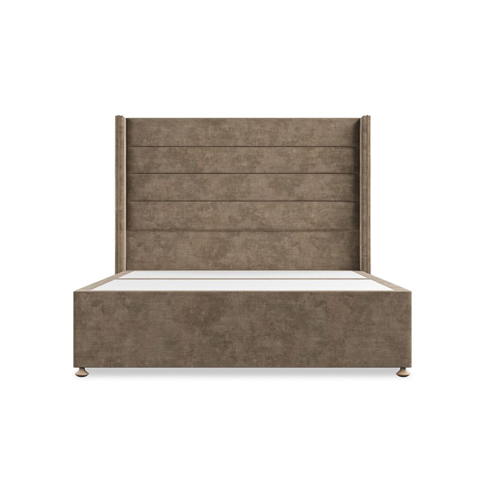 Penryn King-Size 2 Drawer Divan Bed with Winged Headboard in Heritage Velvet - Cedar 3