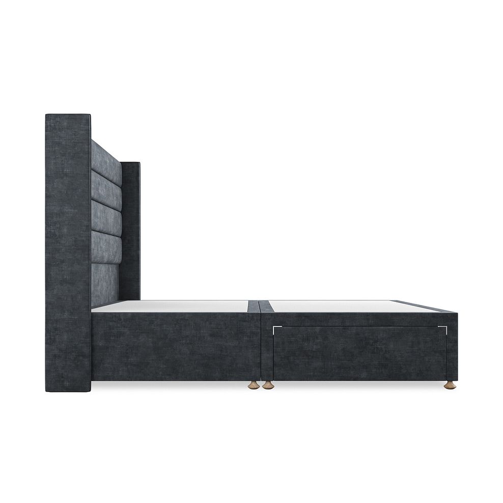 Penryn King-Size 2 Drawer Divan Bed with Winged Headboard in Heritage Velvet - Charcoal 4