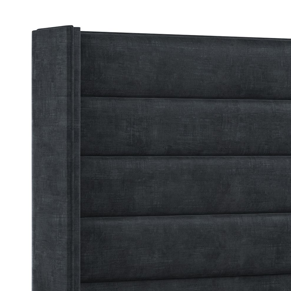 Penryn King-Size 2 Drawer Divan Bed with Winged Headboard in Heritage Velvet - Charcoal 5