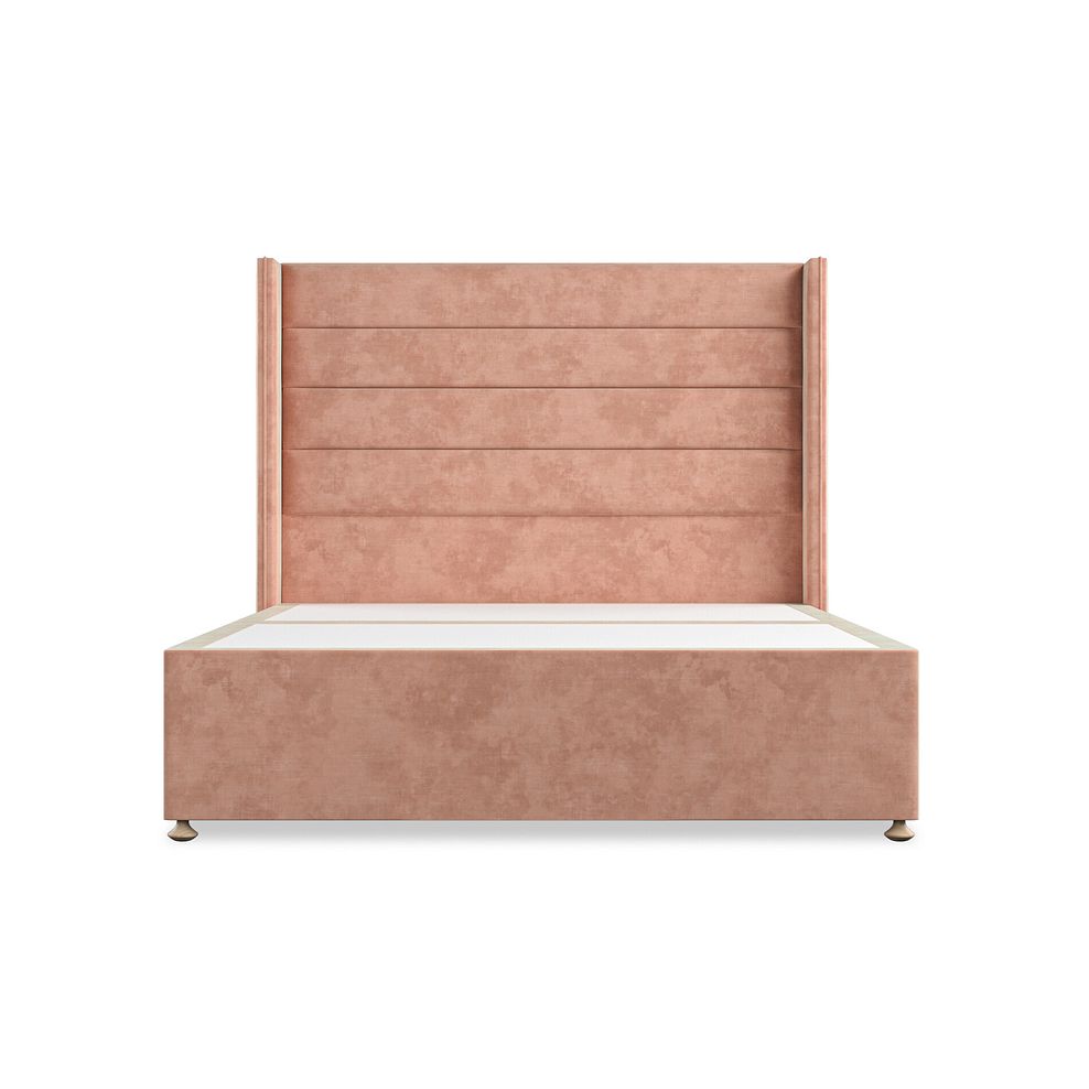 Penryn King-Size 2 Drawer Divan Bed with Winged Headboard in Heritage Velvet - Powder Pink 3