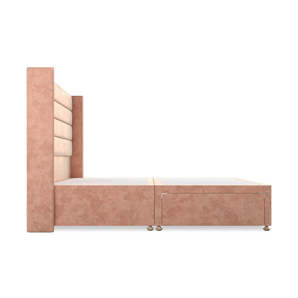 Penryn King-Size 2 Drawer Divan Bed with Winged Headboard in Heritage Velvet - Powder Pink 4