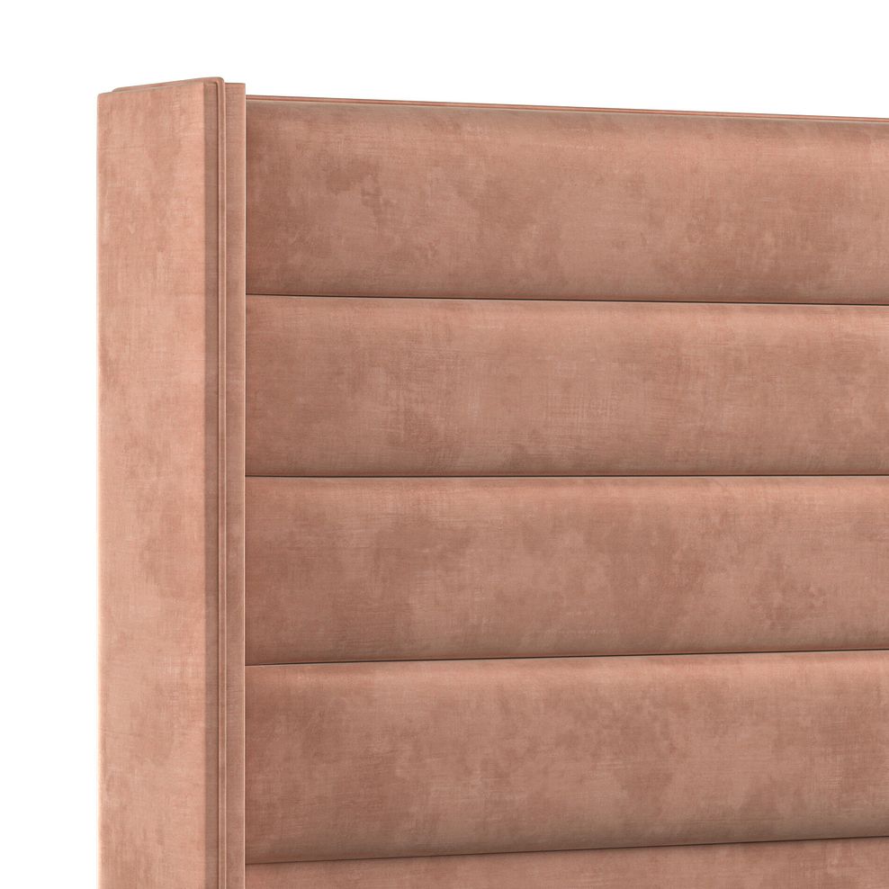 Penryn King-Size 2 Drawer Divan Bed with Winged Headboard in Heritage Velvet - Powder Pink 5
