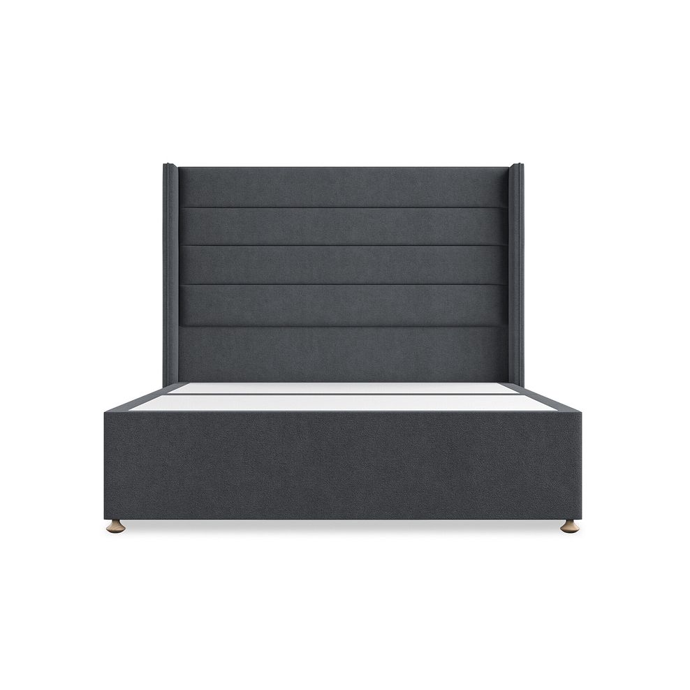 Penryn King-Size 2 Drawer Divan Bed with Winged Headboard in Venice Fabric - Anthracite 3