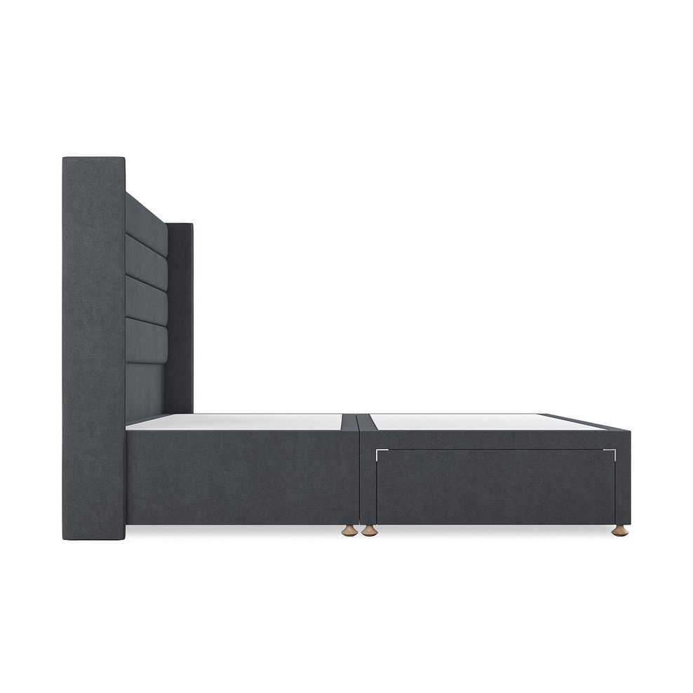 Penryn King-Size 2 Drawer Divan Bed with Winged Headboard in Venice Fabric - Anthracite 4