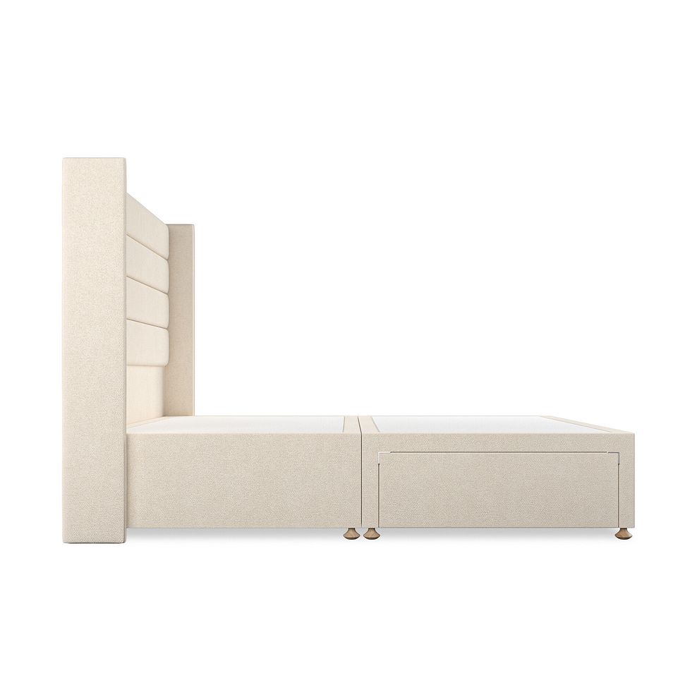 Penryn King-Size 2 Drawer Divan Bed with Winged Headboard in Venice Fabric - Cream 4