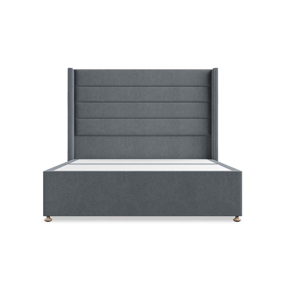 Penryn King-Size 2 Drawer Divan Bed with Winged Headboard in Venice Fabric - Graphite 3