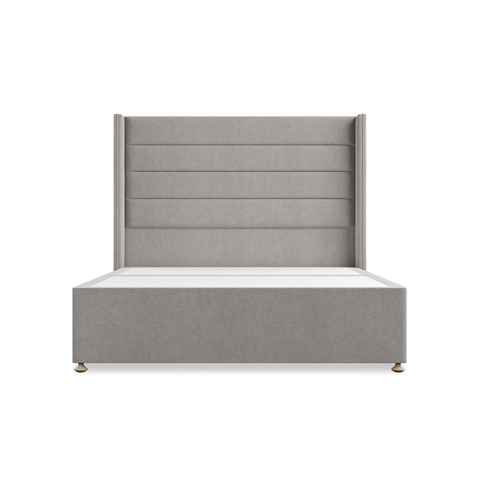 Penryn King-Size 2 Drawer Divan Bed with Winged Headboard in Venice Fabric - Grey 3