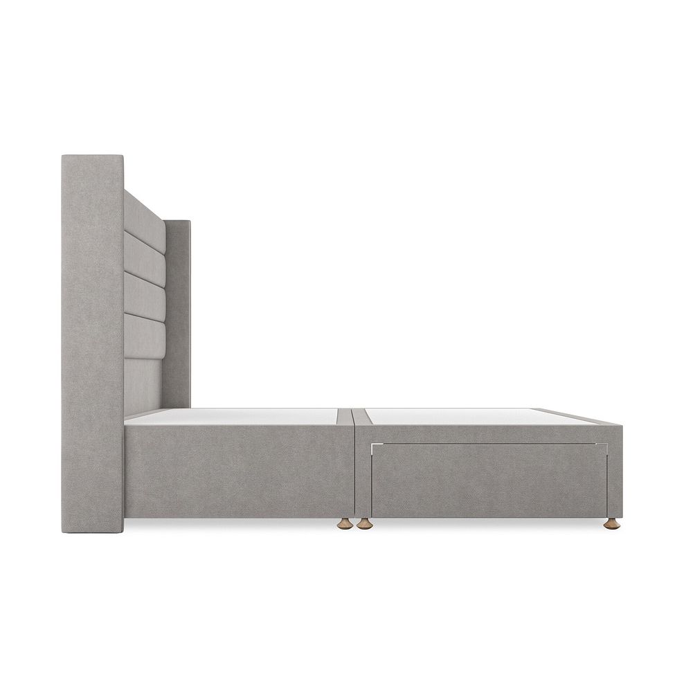 Penryn King-Size 2 Drawer Divan Bed with Winged Headboard in Venice Fabric - Grey 4