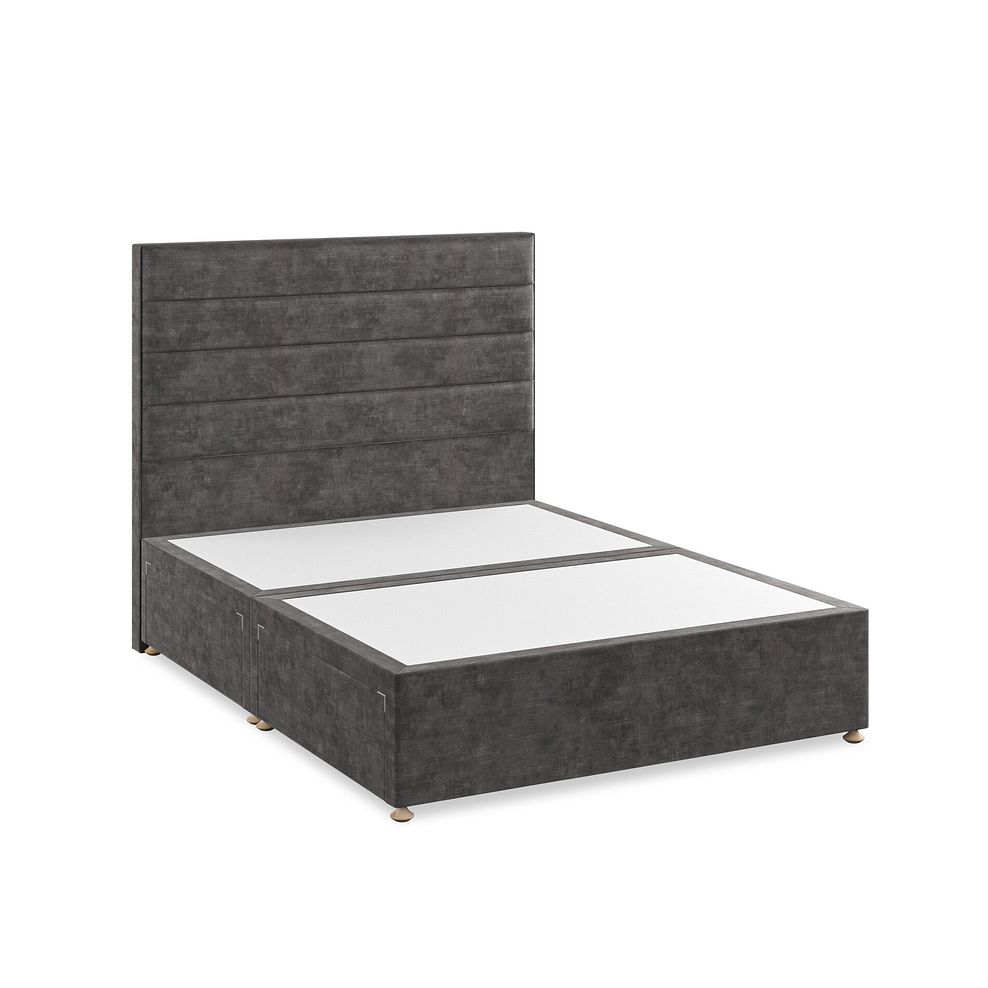 Penryn King-Size 4 Drawer Divan Bed in Heritage Velvet - Steel 2