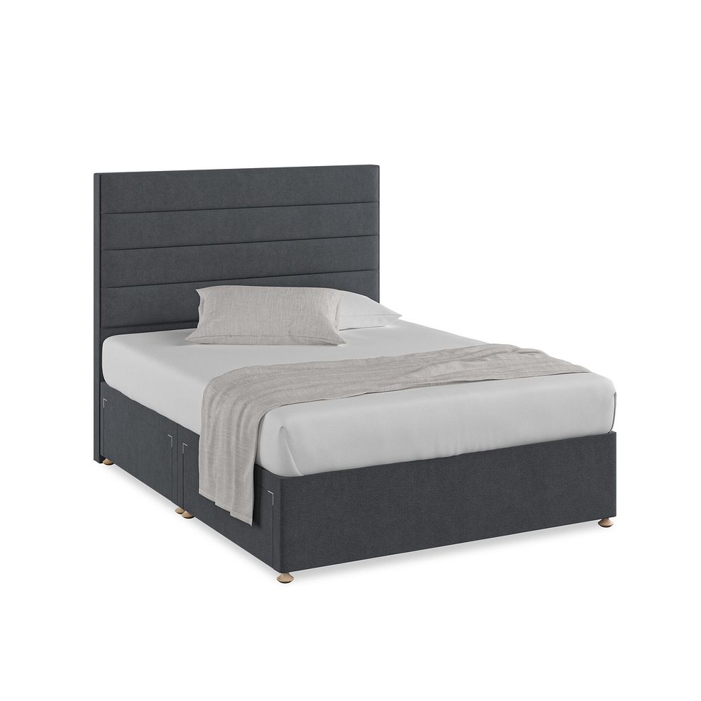 Penryn King-Size 4 Drawer Divan Bed in Venice Fabric - Anthracite 1
