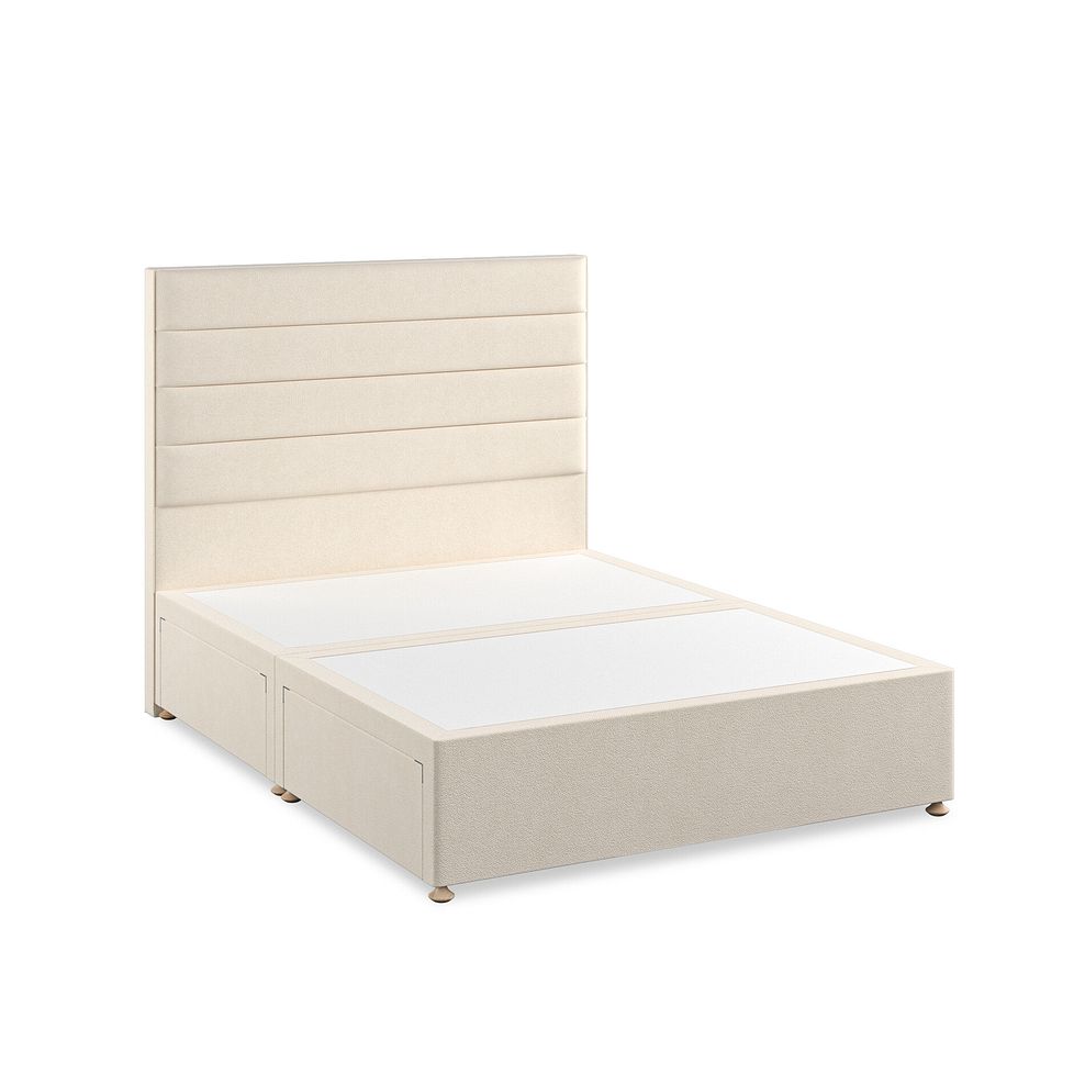 Penryn King-Size 4 Drawer Divan Bed in Venice Fabric - Cream 2