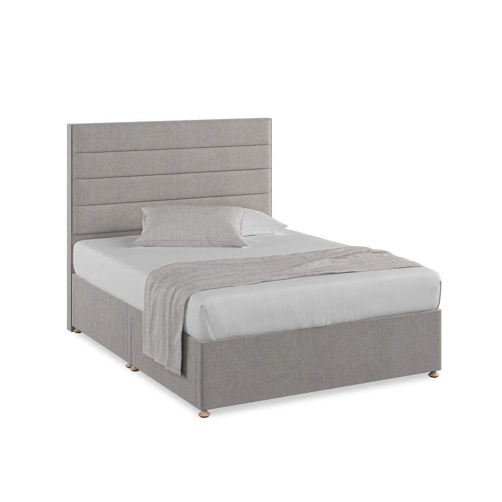 Penryn King-Size 4 Drawer Divan Bed in Venice Fabric - Grey 1