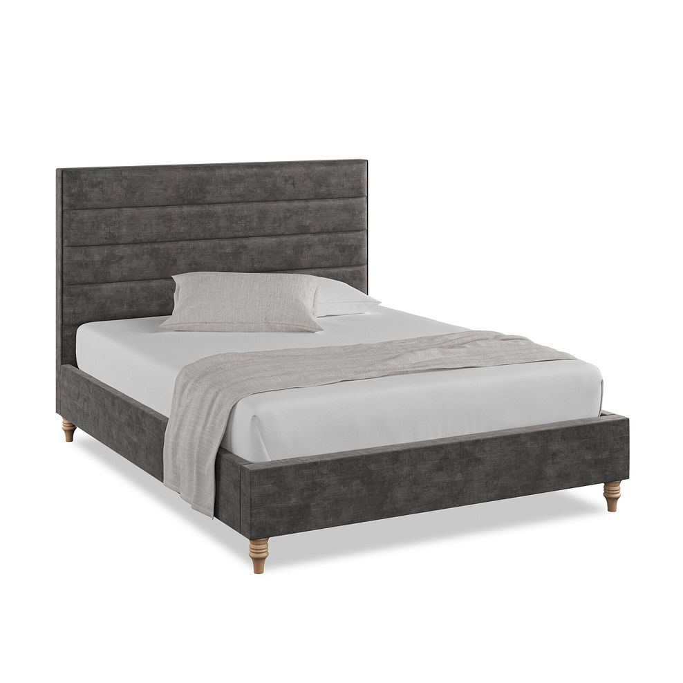 Penryn King-Size Bed in Heritage Velvet - Steel 1
