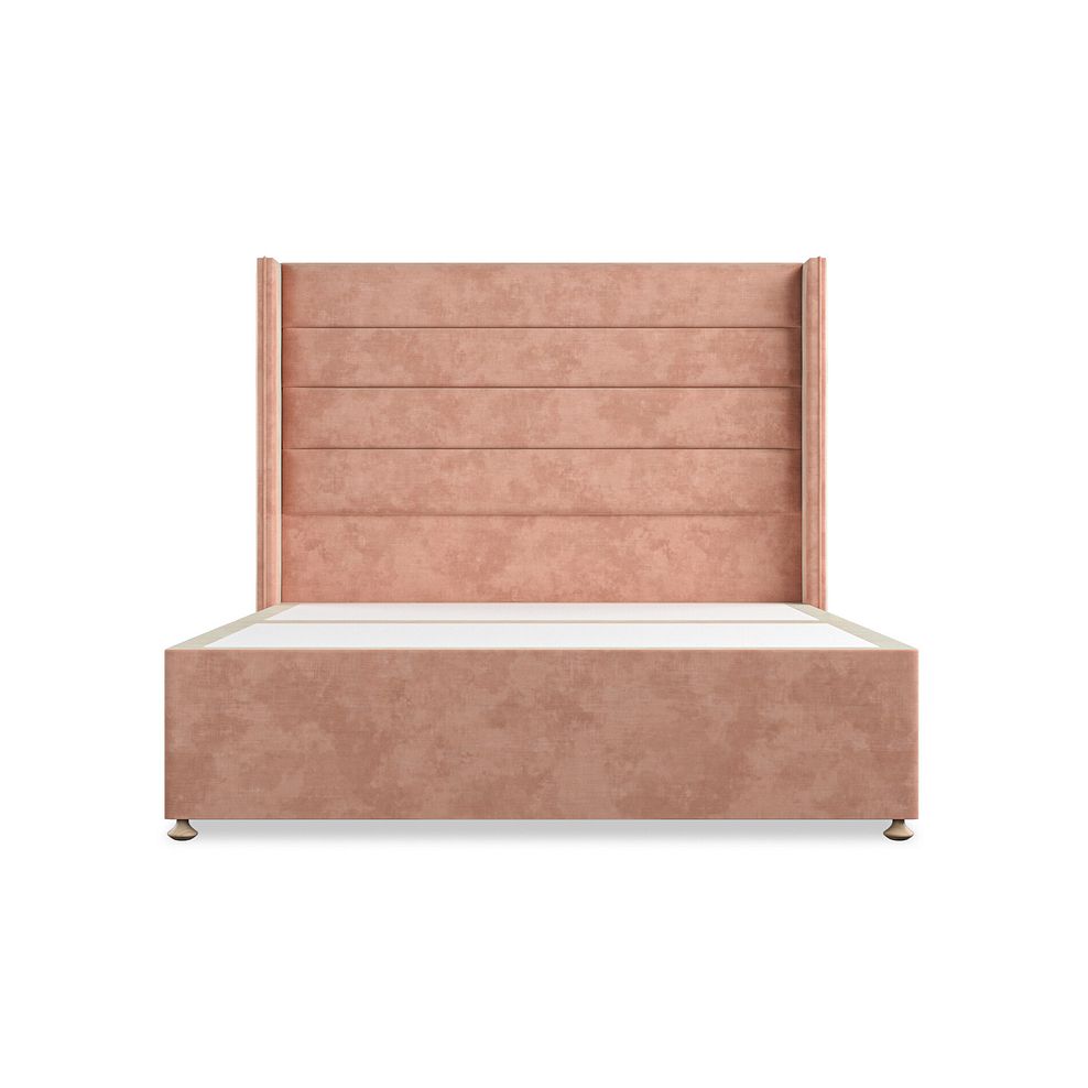 Penryn King-Size Divan Bed with Winged Headboard in Heritage Velvet - Powder Pink 3
