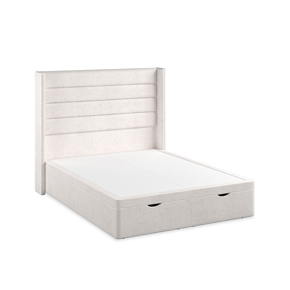 Penryn King-Size Storage Ottoman Bed with Winged Headboard in Brooklyn Fabric - Lace White 2