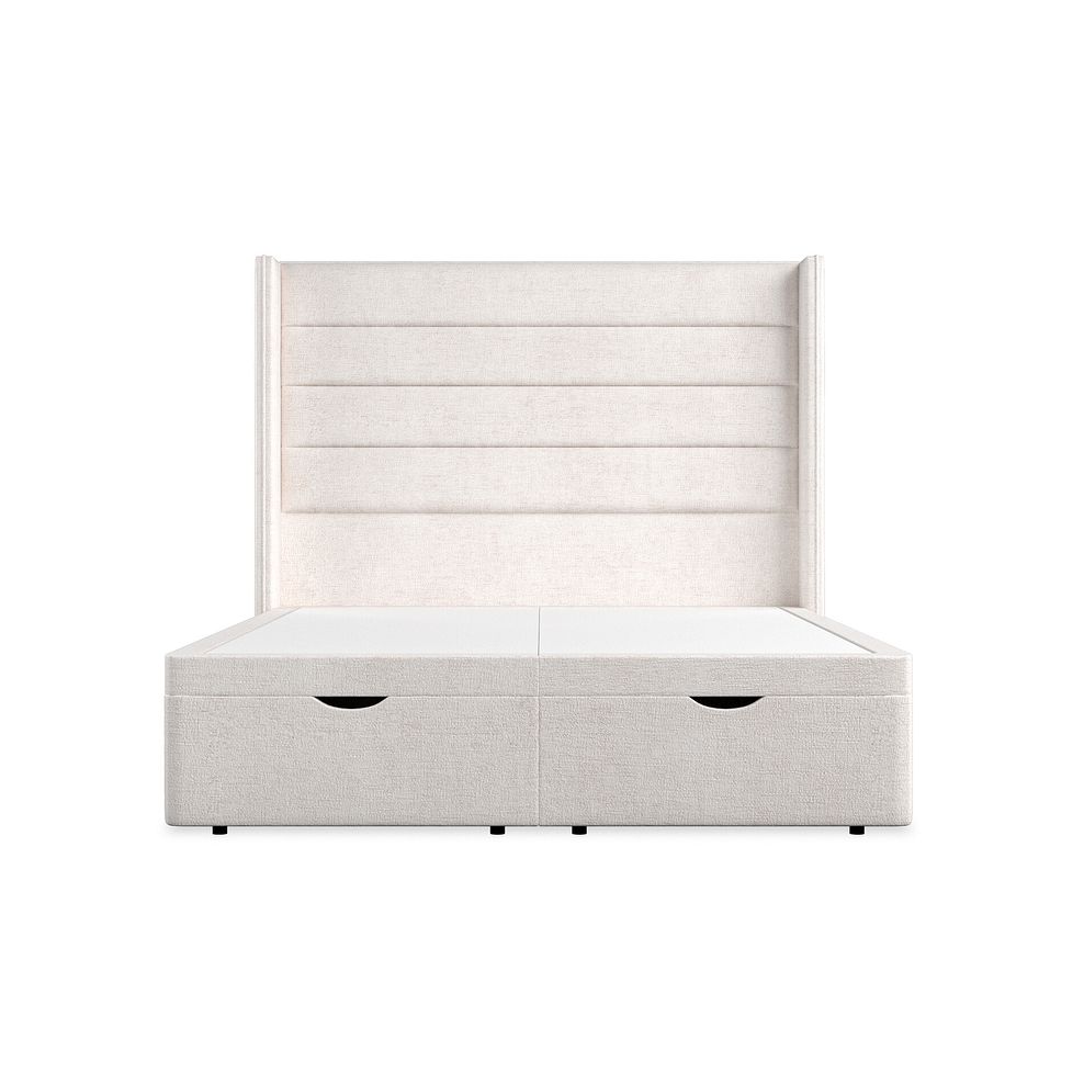 Penryn King-Size Storage Ottoman Bed with Winged Headboard in Brooklyn Fabric - Lace White 4
