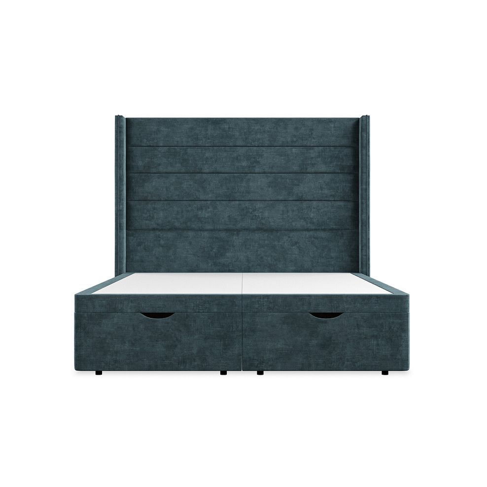 Penryn King-Size Storage Ottoman Bed with Winged Headboard in Heritage Velvet - Airforce 4