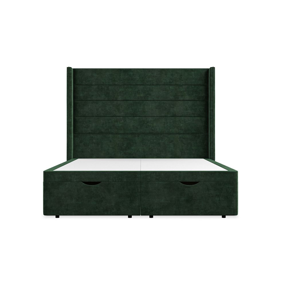 Penryn King-Size Storage Ottoman Bed with Winged Headboard in Heritage Velvet - Bottle Green 4