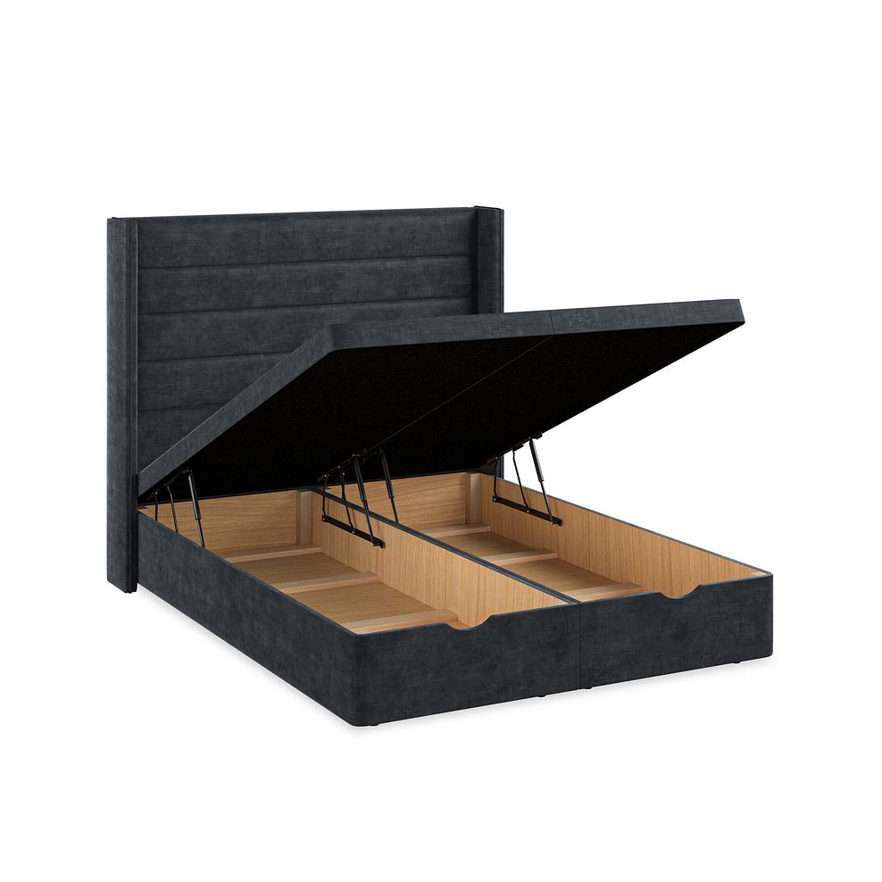 Penryn King-Size Storage Ottoman Bed with Winged Headboard in Heritage Velvet - Charcoal 3
