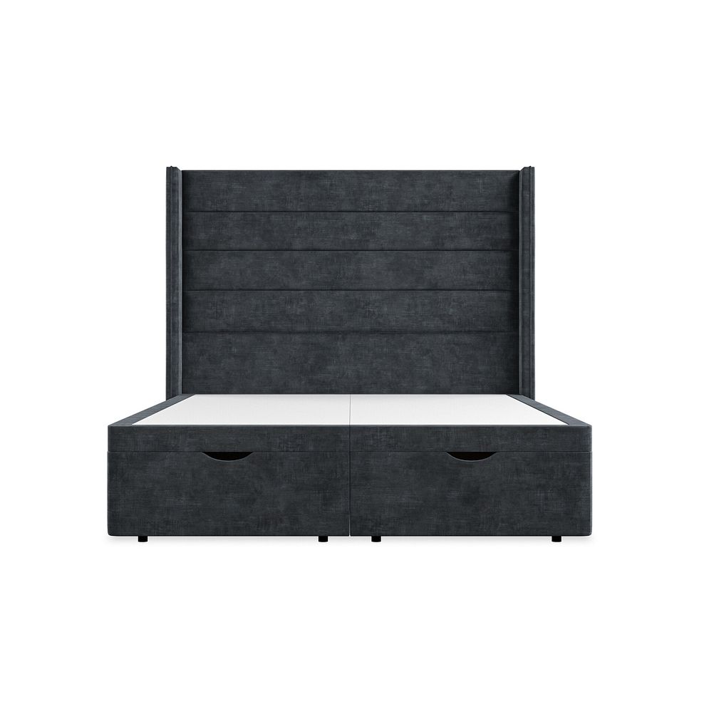 Penryn King-Size Storage Ottoman Bed with Winged Headboard in Heritage Velvet - Charcoal 4