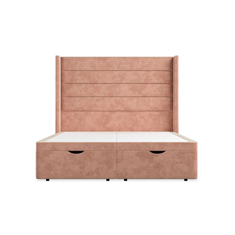 Penryn King-Size Storage Ottoman Bed with Winged Headboard in Heritage Velvet - Powder Pink 4