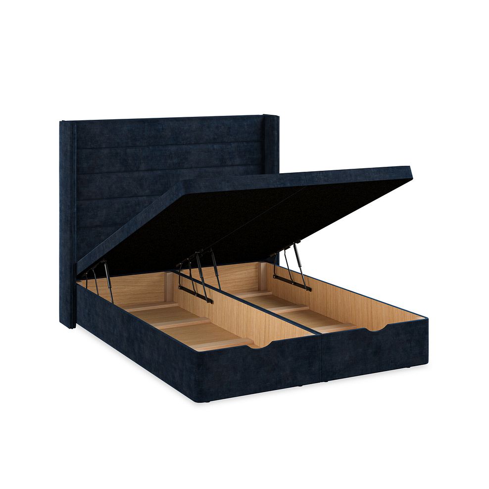 Penryn King-Size Storage Ottoman Bed with Winged Headboard in Heritage Velvet - Royal Blue 3