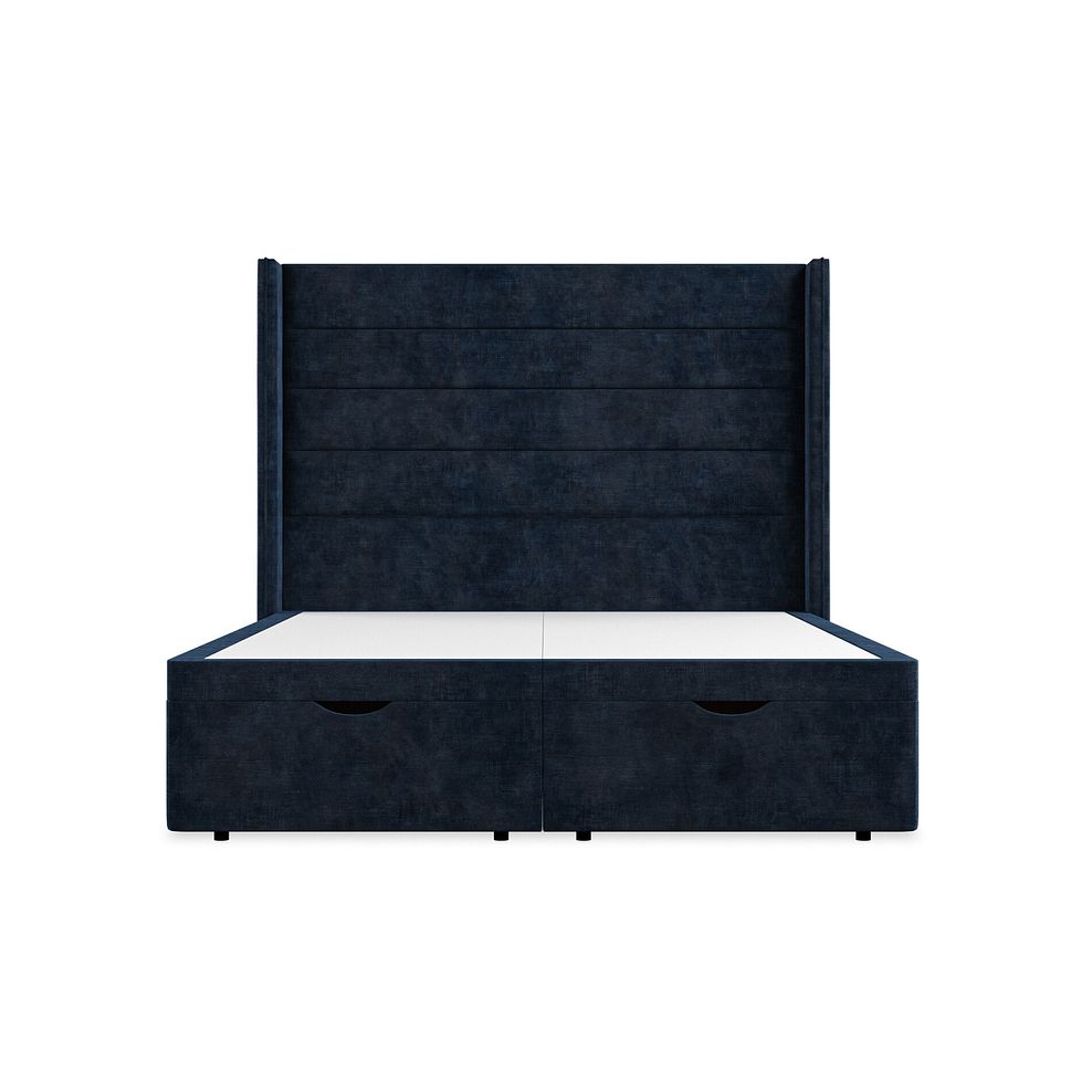 Penryn King-Size Storage Ottoman Bed with Winged Headboard in Heritage Velvet - Royal Blue 4