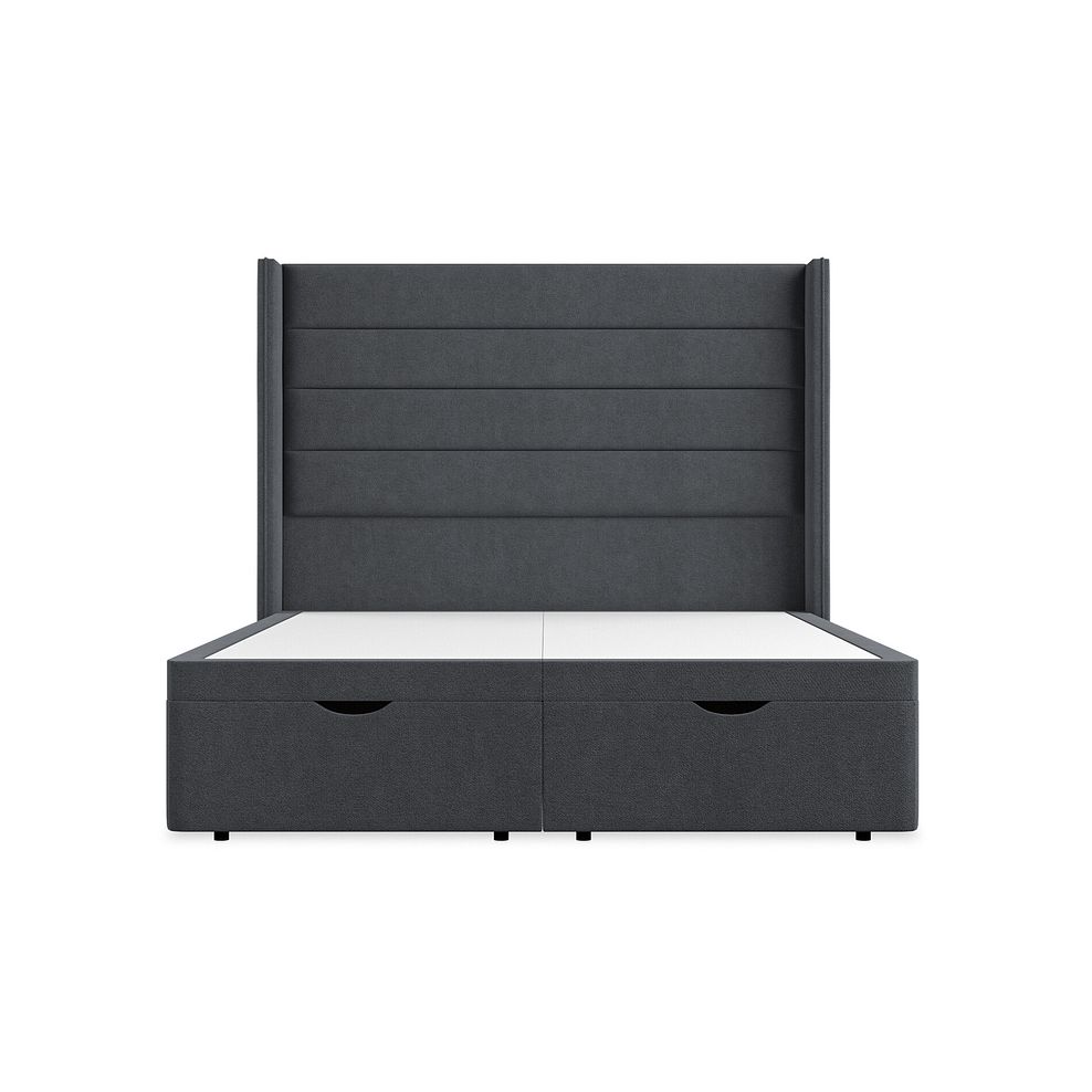 Penryn King-Size Storage Ottoman Bed with Winged Headboard in Venice Fabric - Anthracite 4