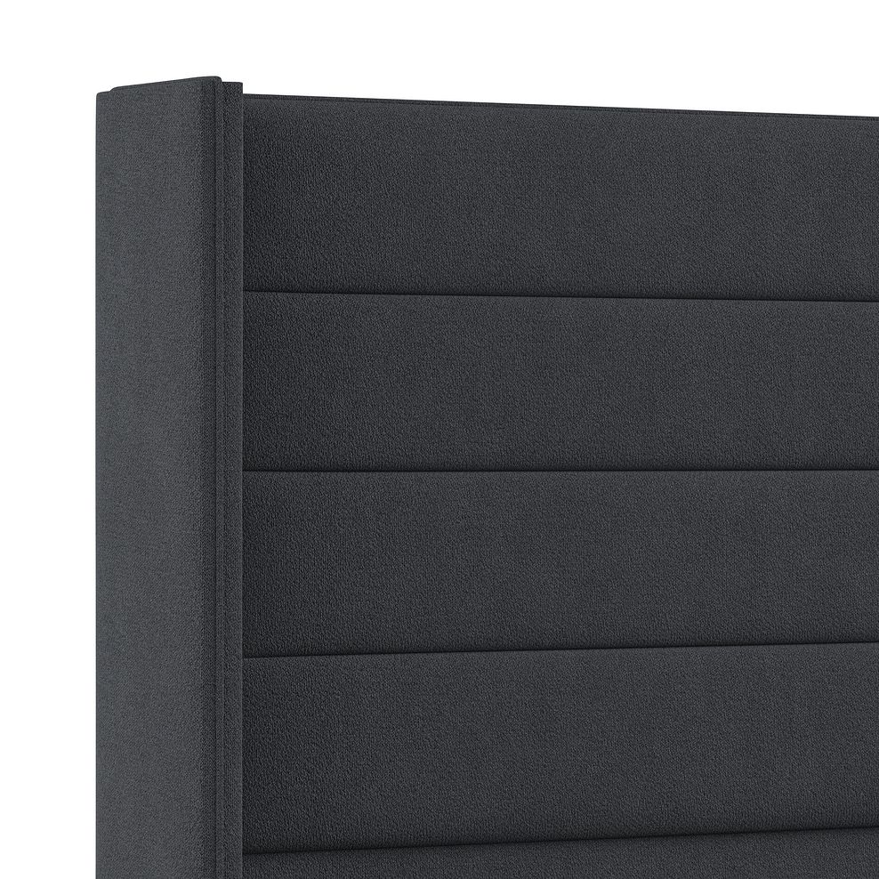 Penryn King-Size Storage Ottoman Bed with Winged Headboard in Venice Fabric - Anthracite 6