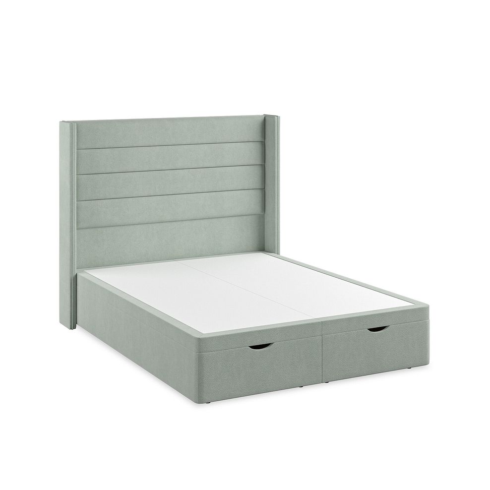 Penryn King-Size Storage Ottoman Bed with Winged Headboard in Venice Fabric - Duck Egg 2
