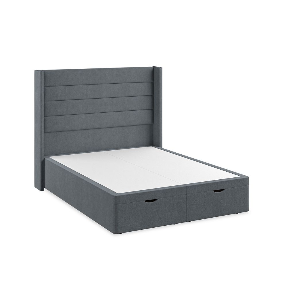 Penryn King-Size Storage Ottoman Bed with Winged Headboard in Venice Fabric - Graphite 2