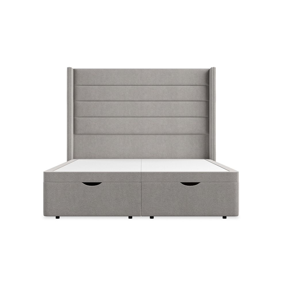 Penryn King-Size Storage Ottoman Bed with Winged Headboard in Venice Fabric - Grey 4
