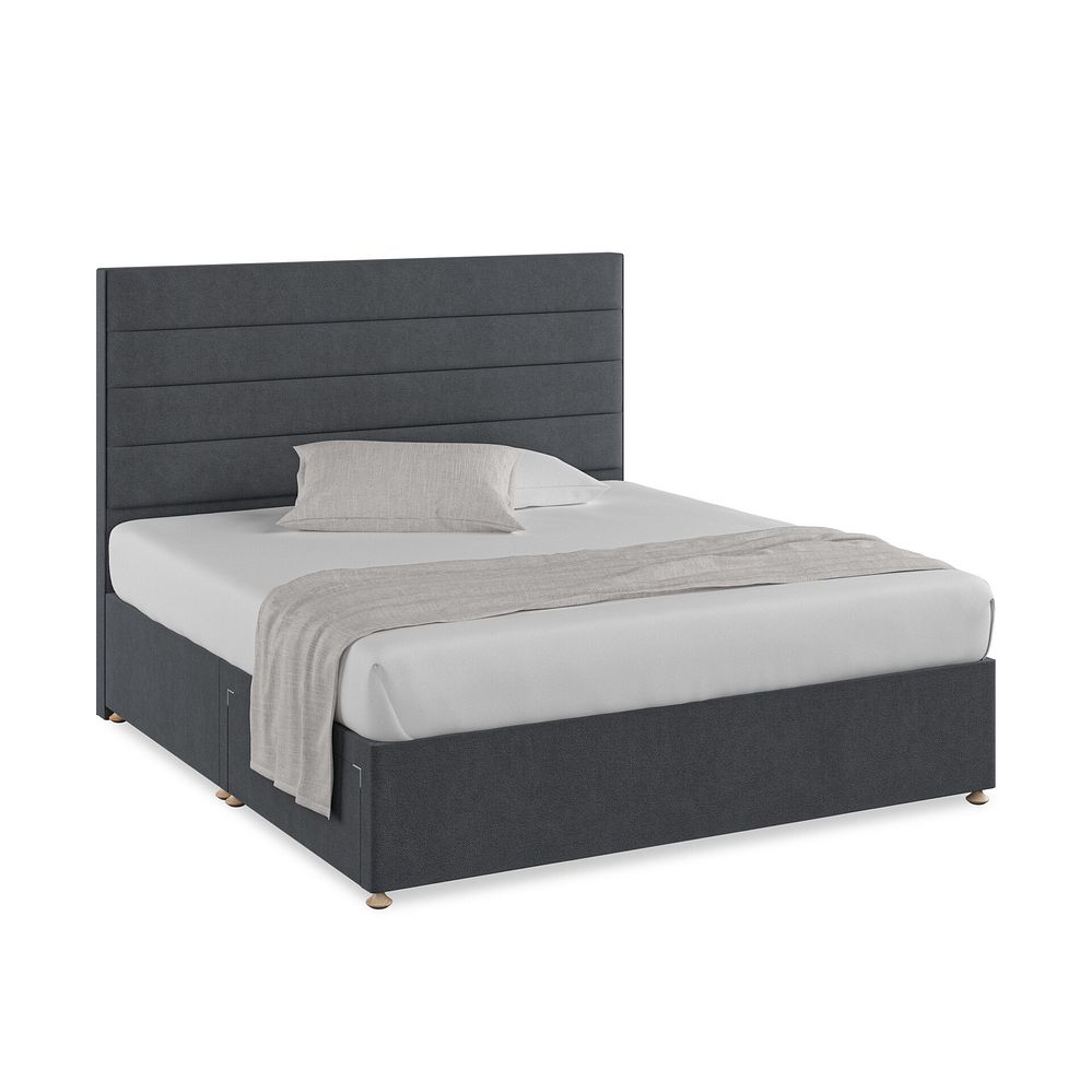 Penryn Super King-Size 2 Drawer Divan Bed in Venice Fabric - Anthracite 1