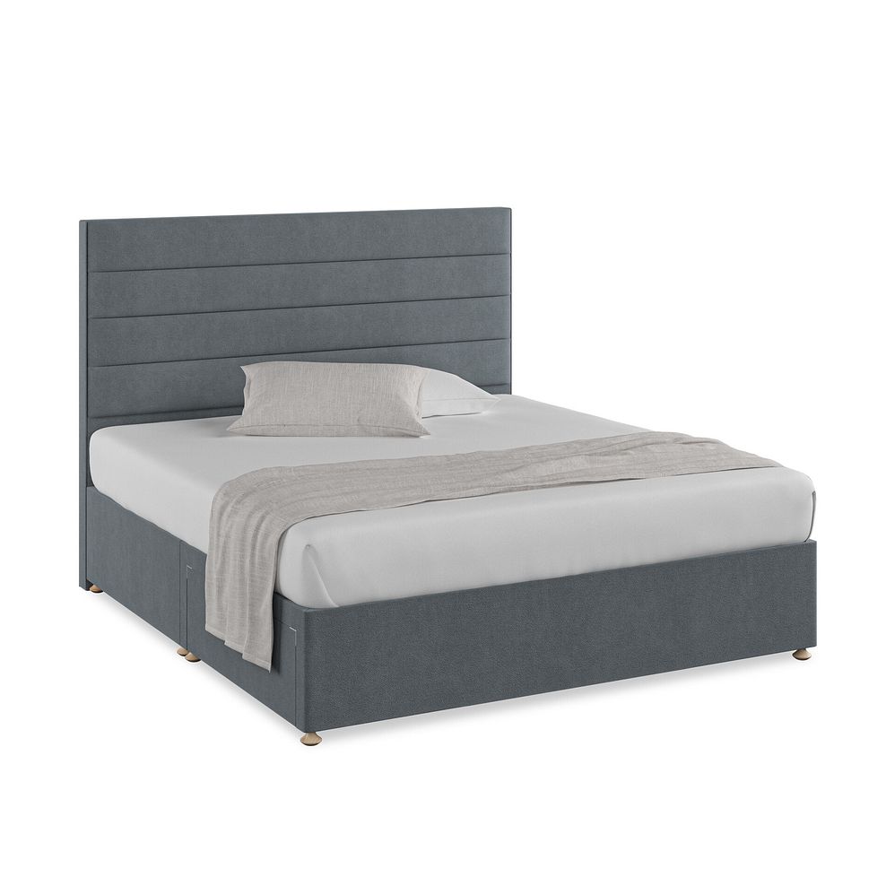 Penryn Super King-Size 2 Drawer Divan Bed in Venice Fabric - Graphite 1