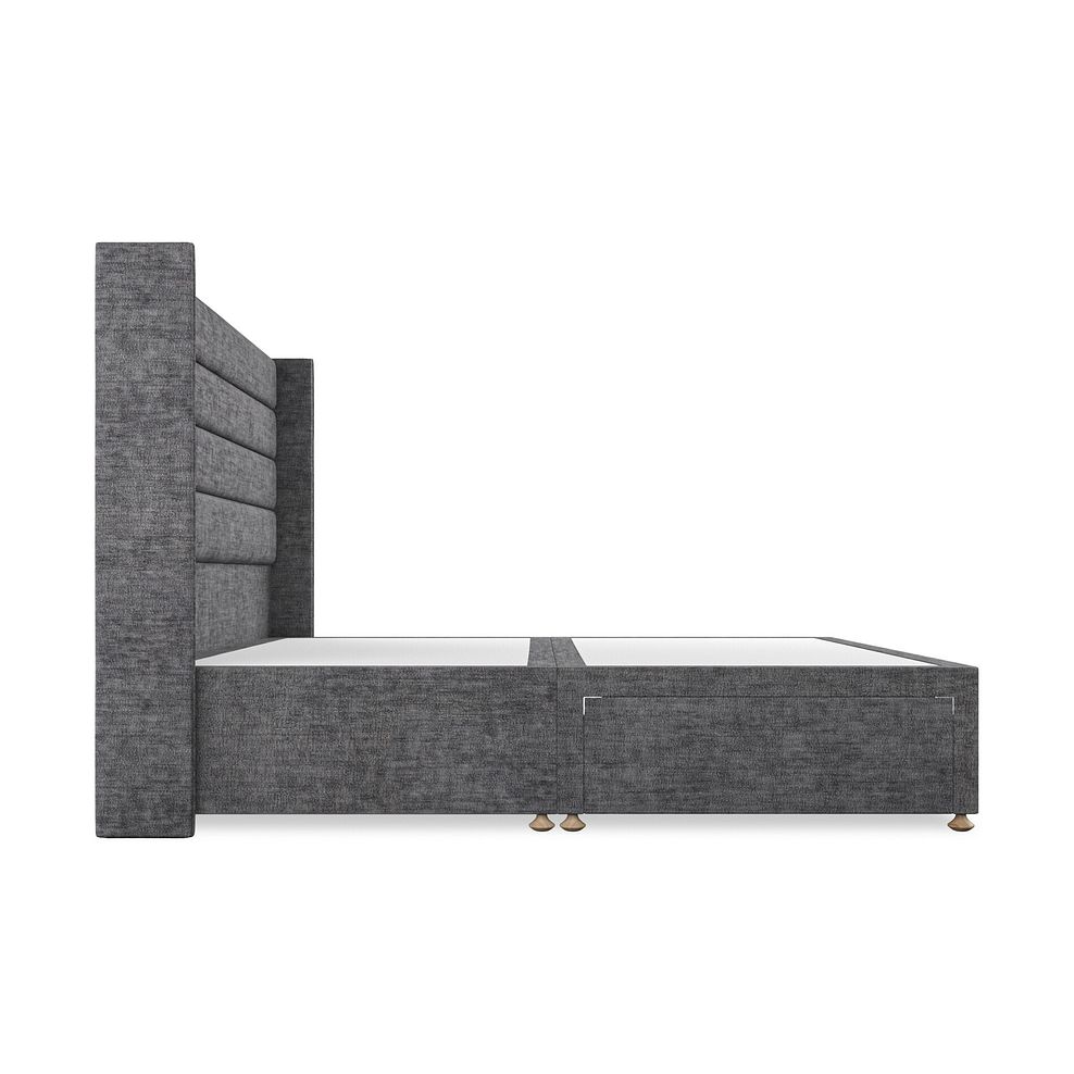 Penryn Super King-Size 2 Drawer Divan Bed with Winged Headboard in Brooklyn Fabric - Asteroid Grey Thumbnail 4