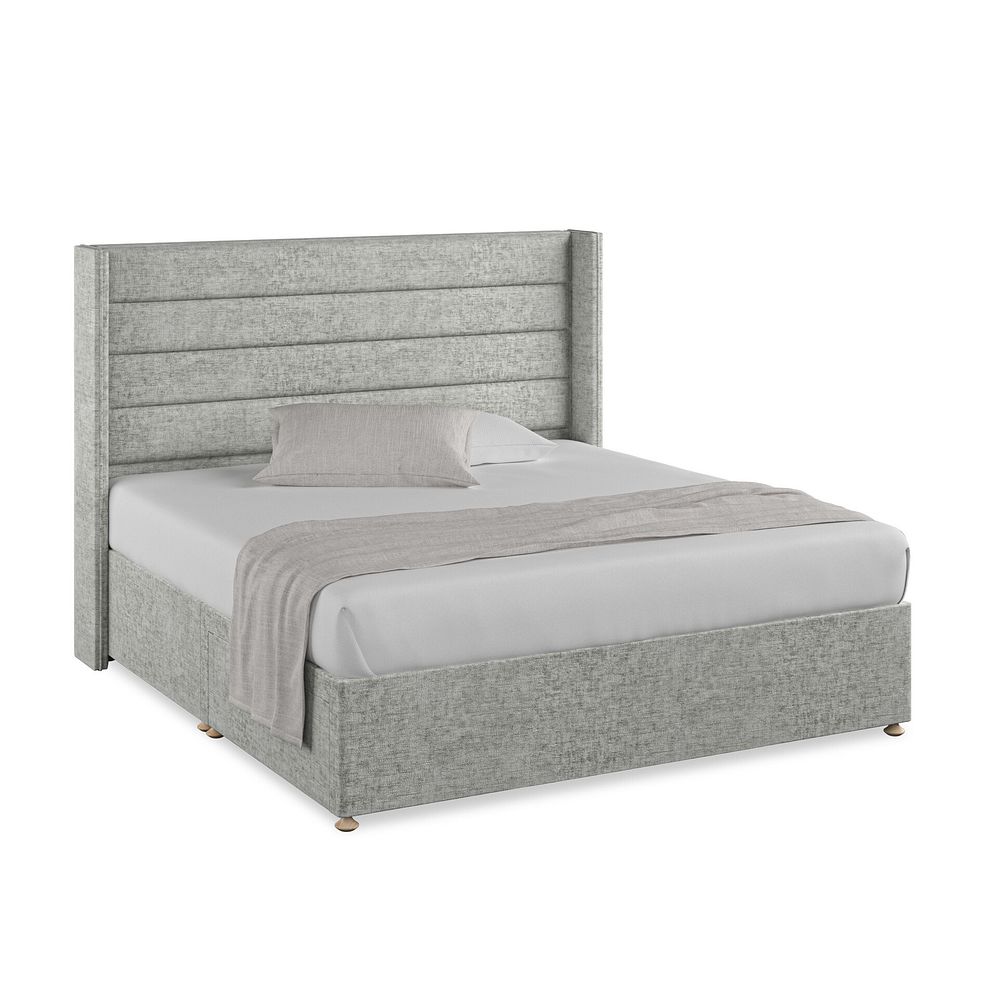 Penryn Super King-Size 2 Drawer Divan Bed with Winged Headboard in Brooklyn Fabric - Fallow Grey