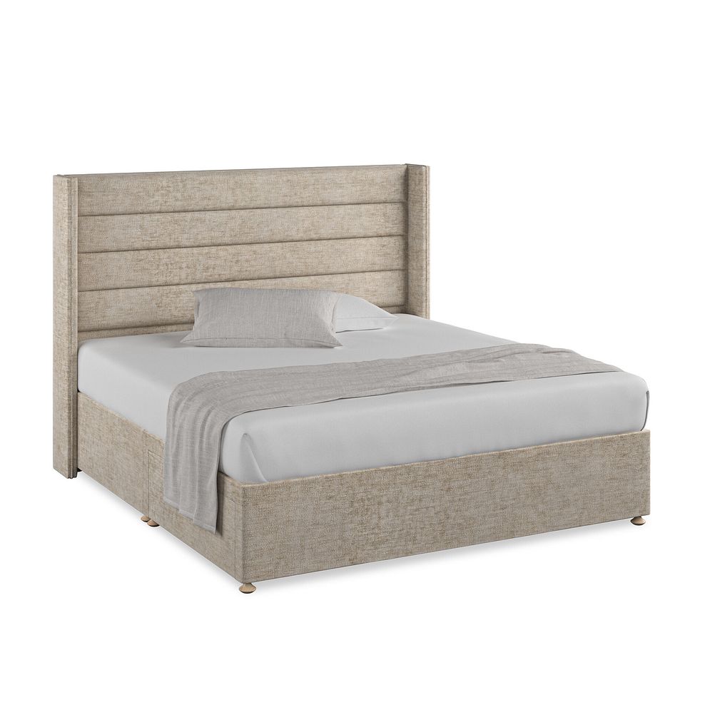 Penryn Super King-Size 2 Drawer Divan Bed with Winged Headboard in Brooklyn Fabric - Quill Grey 1