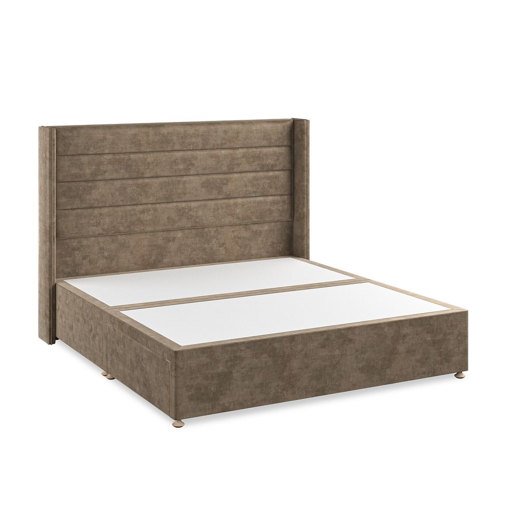 Penryn Super King-Size 2 Drawer Divan Bed with Winged Headboard in Heritage Velvet - Cedar Thumbnail 2