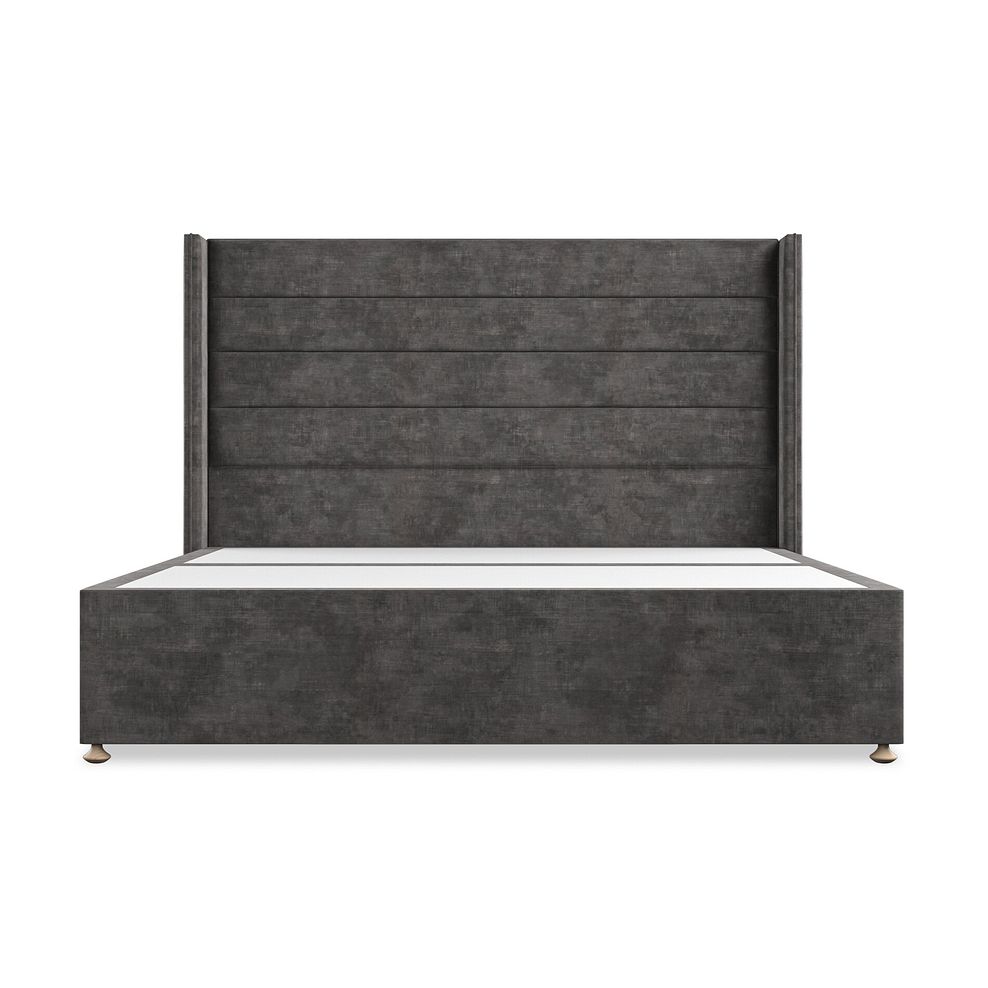 Penryn Super King-Size 2 Drawer Divan Bed with Winged Headboard in Heritage Velvet - Steel 3