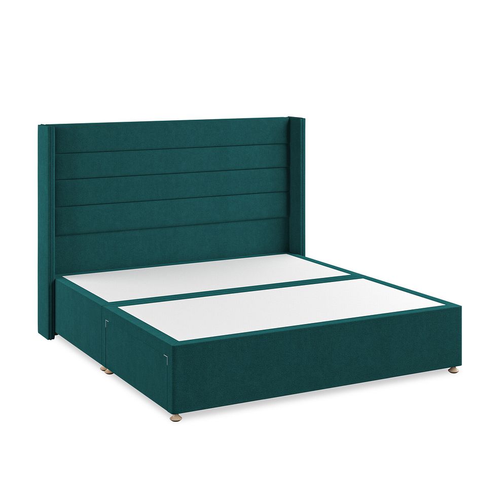 Penryn Super King-Size 2 Drawer Divan Bed with Winged Headboard in Venice Fabric - Teal 2