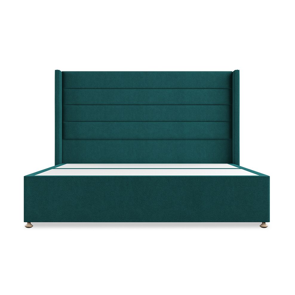 Penryn Super King-Size 2 Drawer Divan Bed with Winged Headboard in Venice Fabric - Teal Thumbnail 3