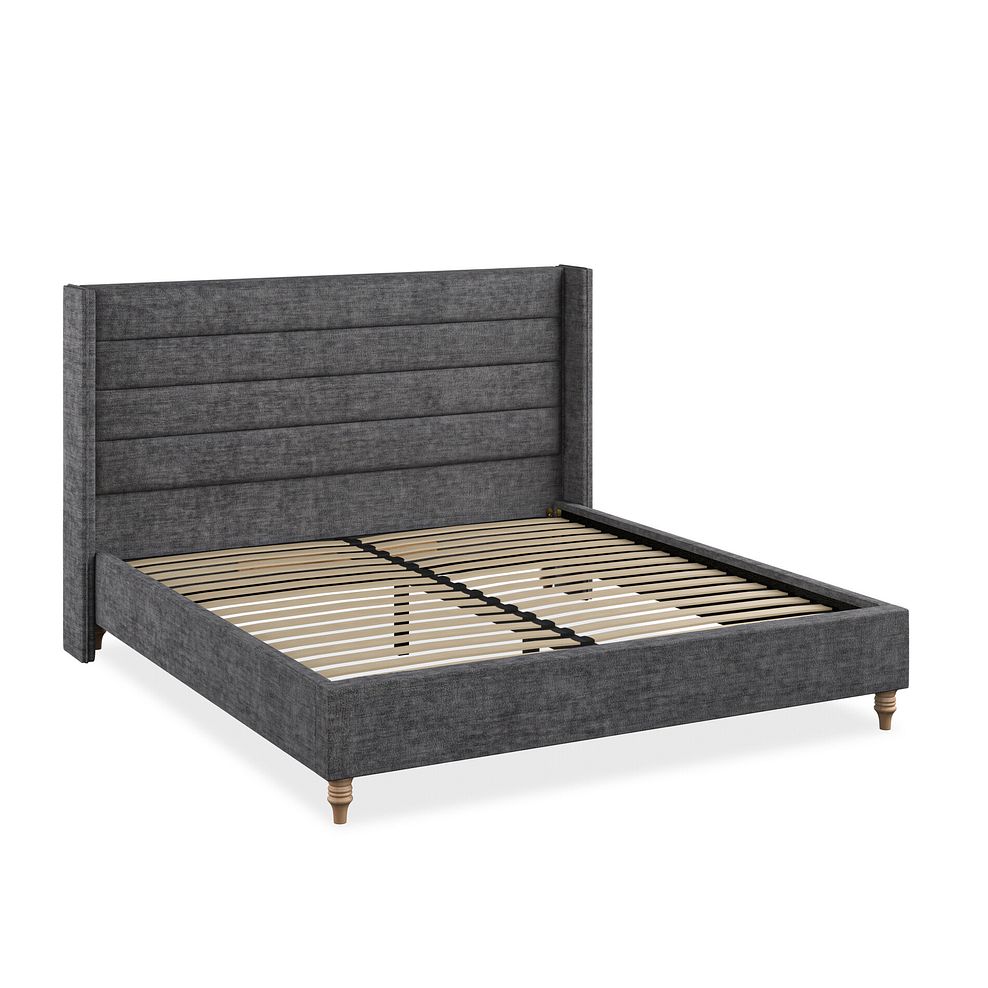 Penryn Super King-Size Bed with Winged Headboard in Brooklyn Fabric - Asteroid Grey 2